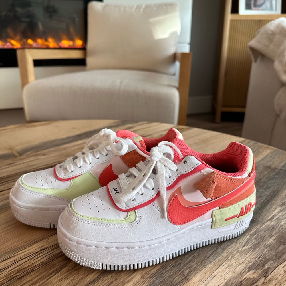 Nike Air Force 1 Shadow in White, Red, Pink and Orange